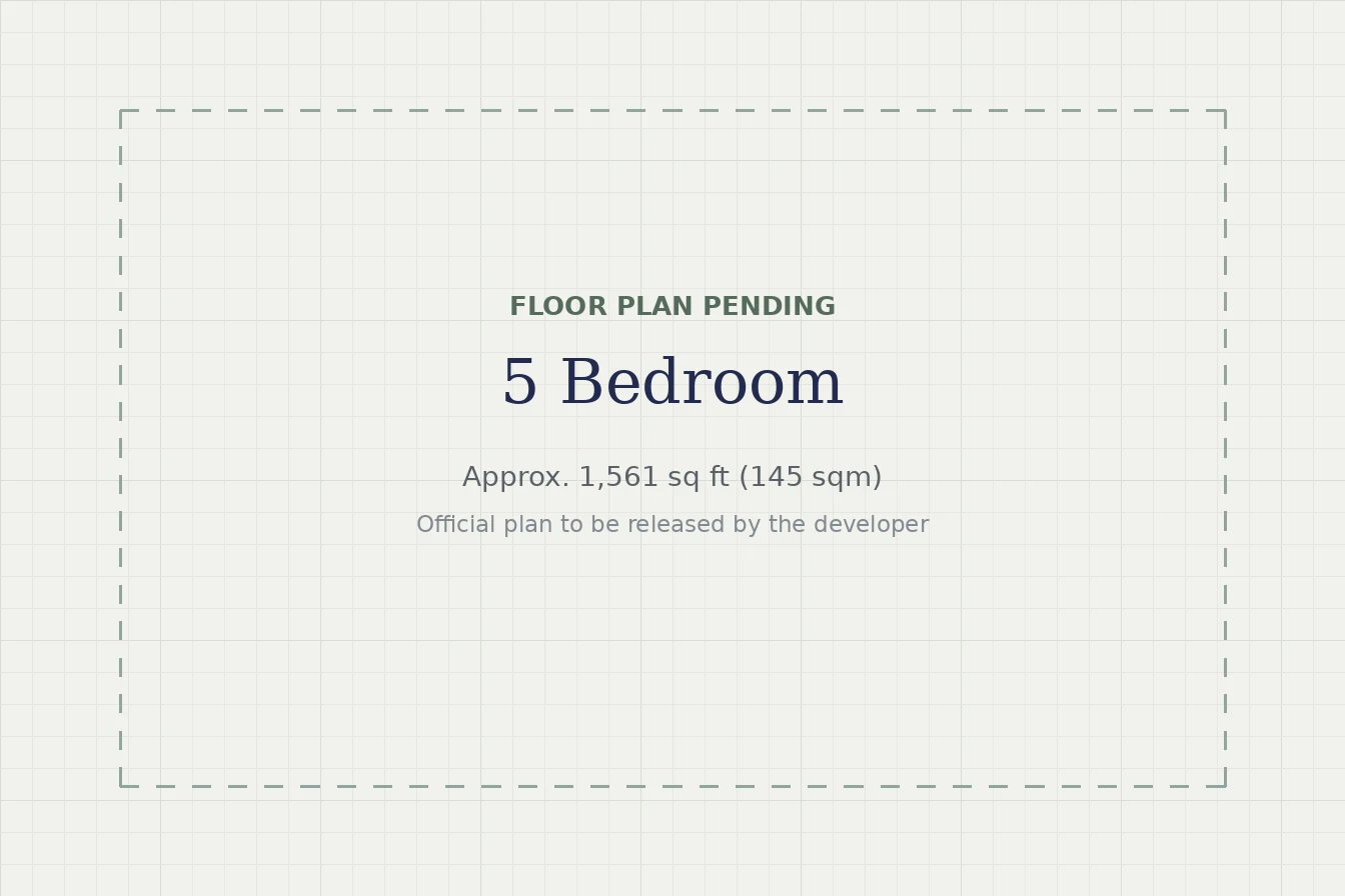 One Chuan Grove 5 Bedroom floor plan pending: approx. 1,561 sq ft (145 sqm), official plan to be released by the developer